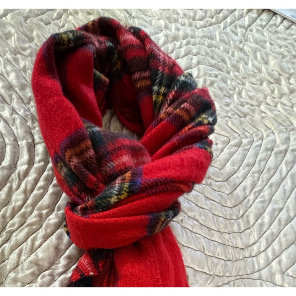 Christian Dior Monsieur Vintage Red Plaid Cashmaire Scarf Made in Japan - Picture 11 of 15